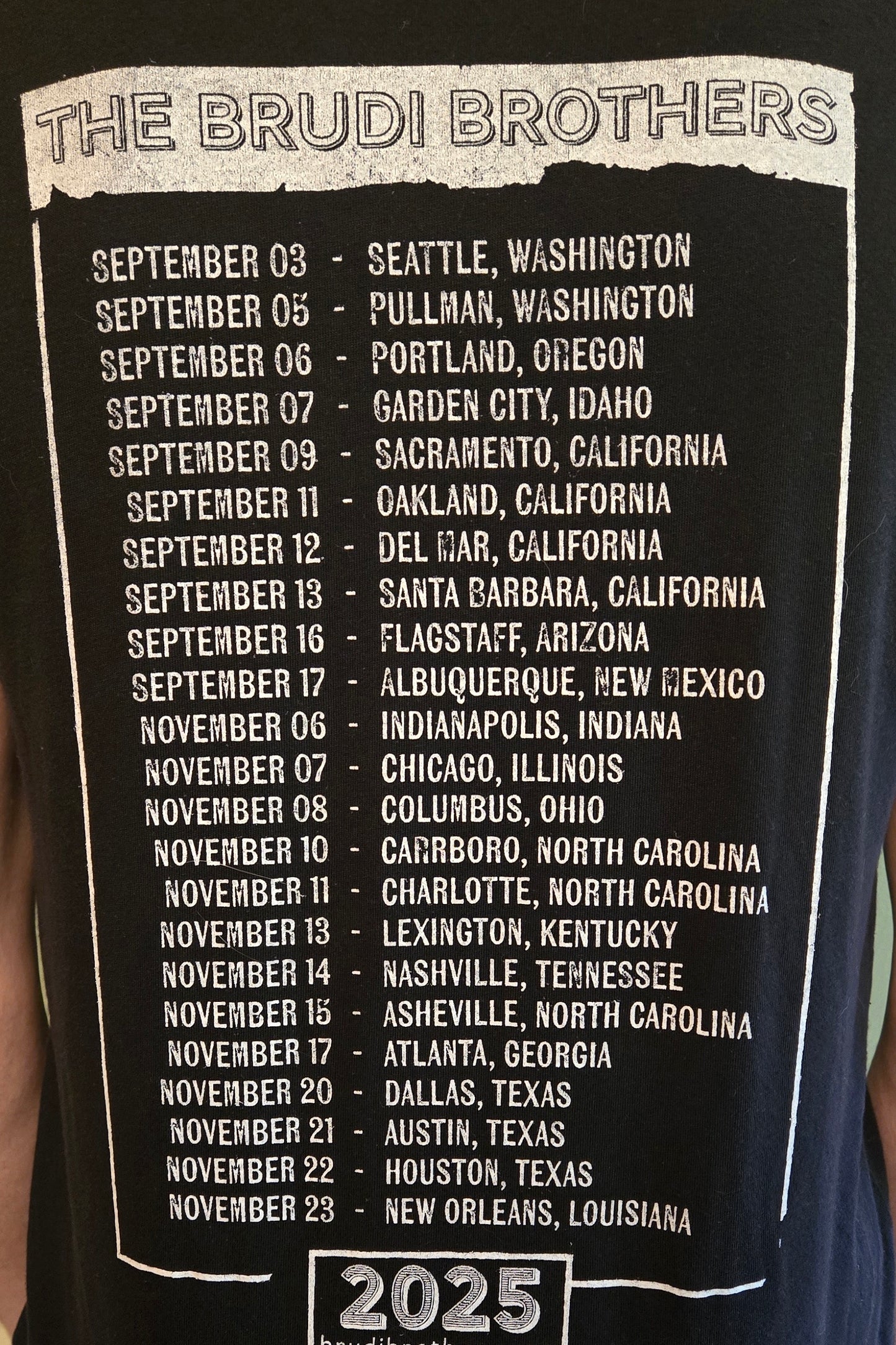 Black 2025 tour T